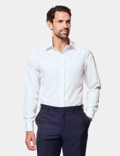 Tailored Fit Neutral Herringbone Linen Suit Trousers