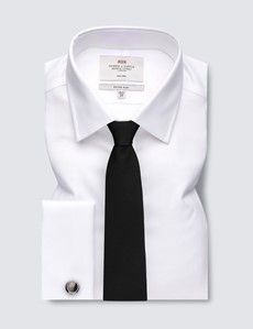 Fitted Slim White Textured Weave Non-Iron Shirt