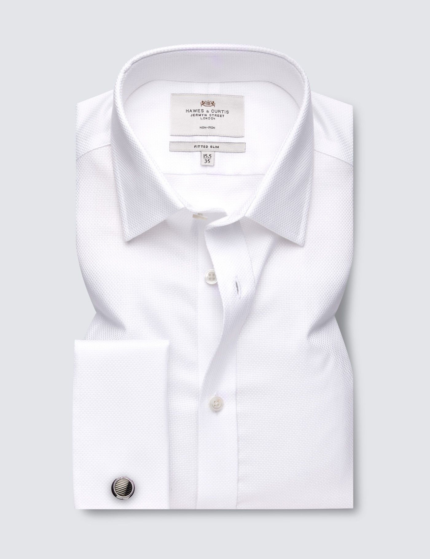 Fitted Slim White Textured Weave Non-Iron Shirt-preview