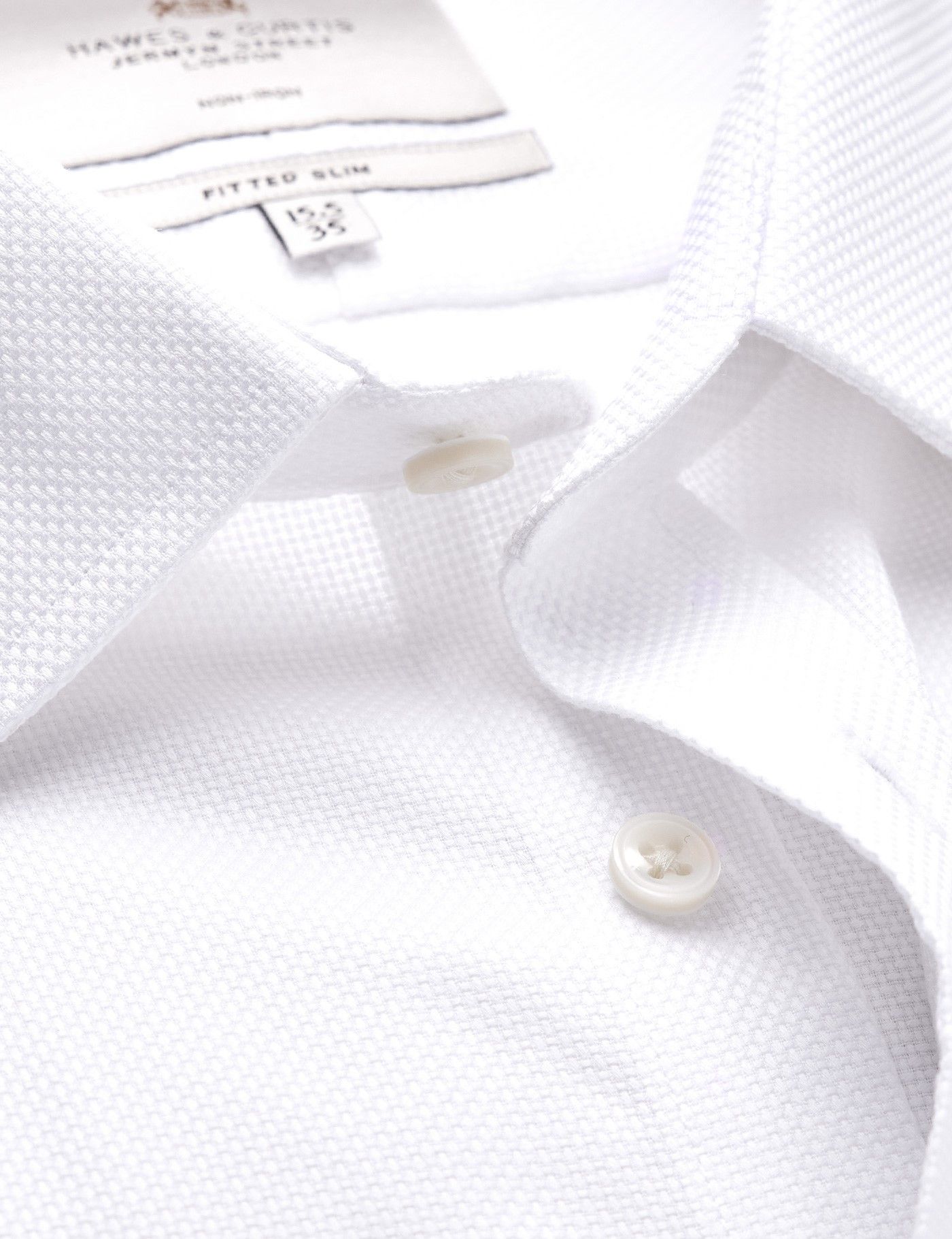 Fitted Slim White Textured Weave Non-Iron Shirt