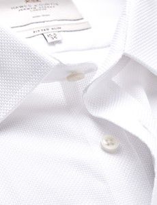 Fitted Slim White Textured Weave Non-Iron Shirt