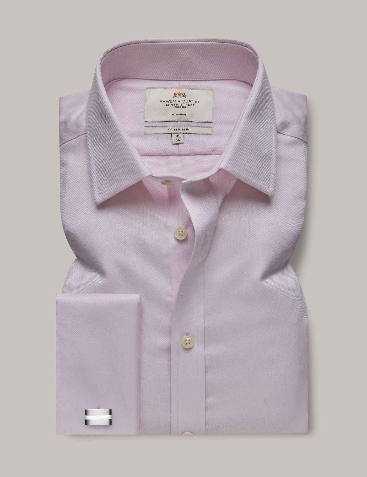 Fitted Slim Pink Pique Non-Iron Shirt-preview