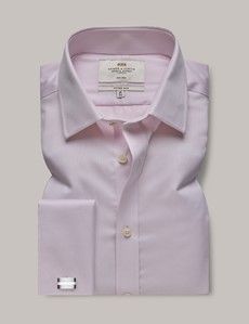 Fitted Slim Pink Pique Non-Iron Shirt
