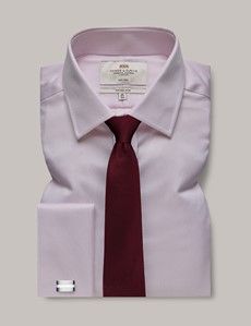 Fitted Slim Pink Pique Non-Iron Shirt