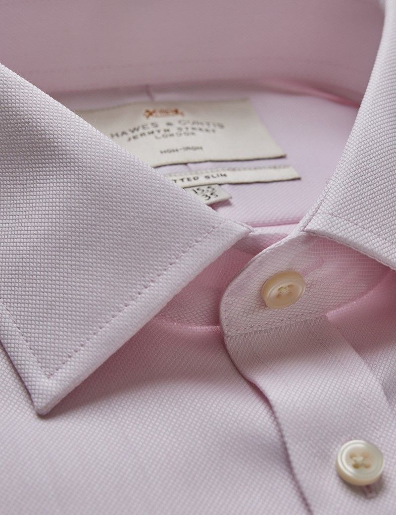 Fitted Slim Pink Pique Non-Iron Shirt