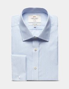 Fitted Slim Blue & Navy Stripe Non-Iron Shirt