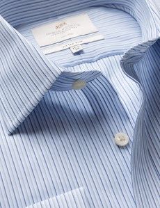 Fitted Slim Blue & Navy Stripe Non-Iron Shirt
