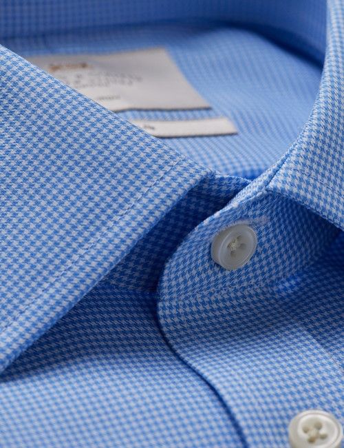Fitted Slim Blue & White Dobby Non-Iron Shirt