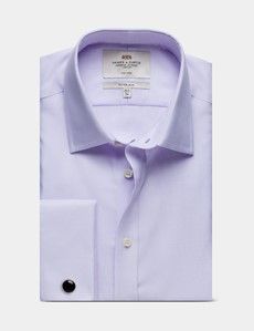 Fitted Slim Lilac & White Textured Weave Non-Iron Shirt