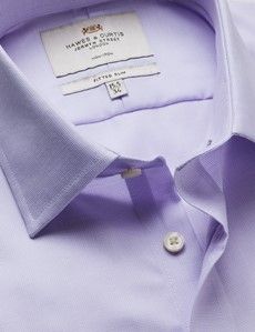 Fitted Slim Lilac & White Textured Weave Non-Iron Shirt