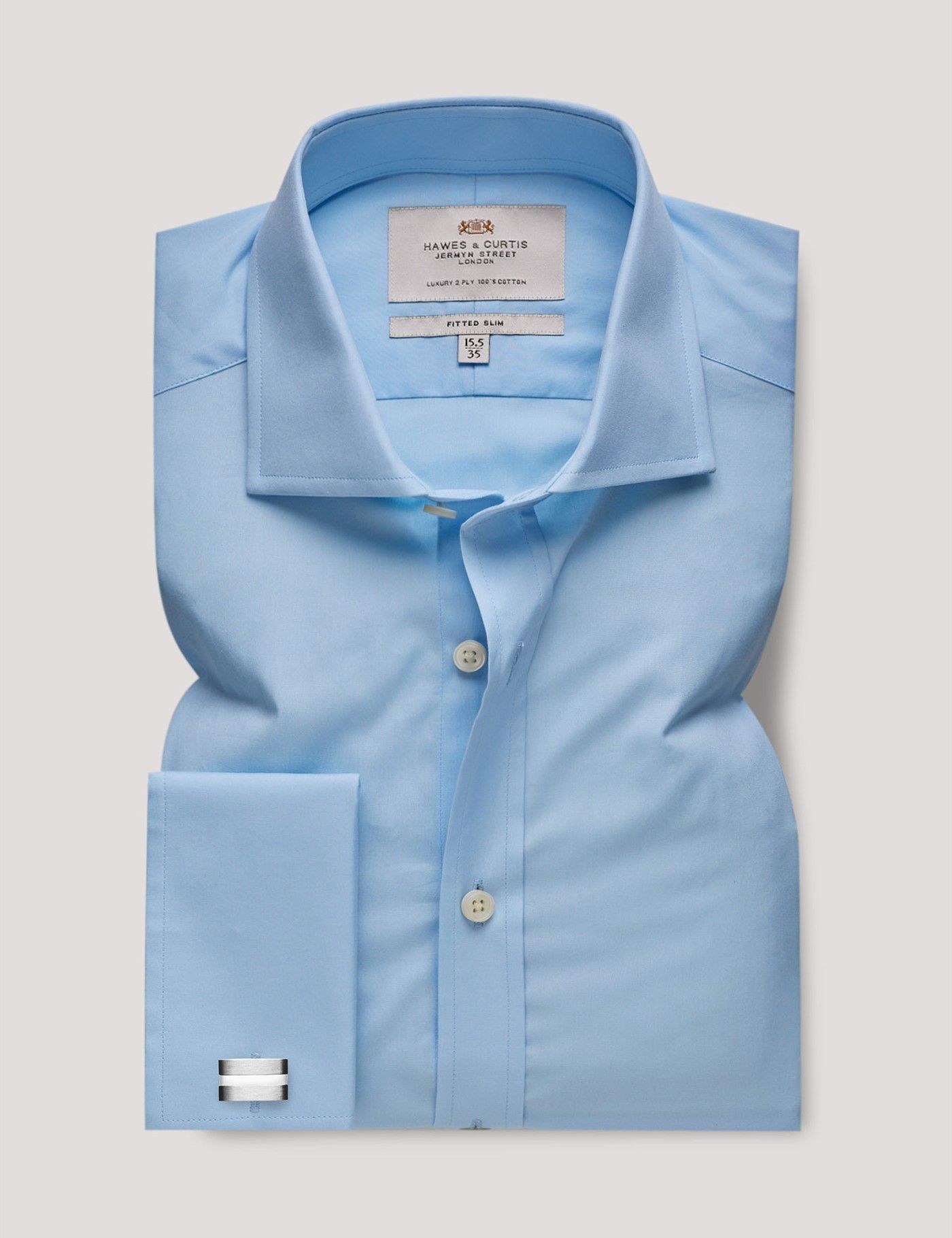 Fitted Slim Blue Poplin Shirt-preview