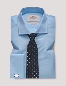 Fitted Slim Blue Poplin Shirt