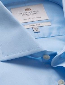 Fitted Slim Blue Poplin Shirt