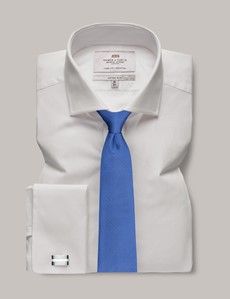 White Fitted Slim Shirt Poplin - Windsor Collar - French Cuff-preview2