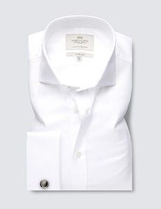 Fitted Slim White Herringbone Shirt