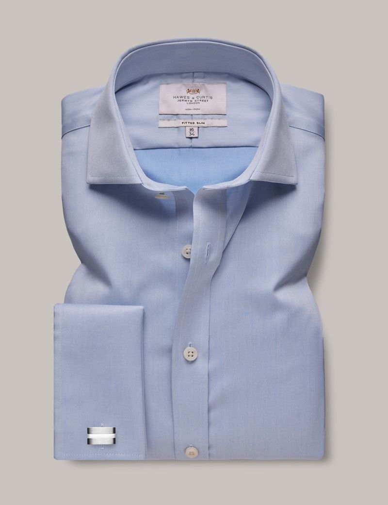 Fitted Slim Blue Twill Non-Iron Shirt-preview