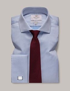 Fitted Slim Blue Twill Non-Iron Shirt