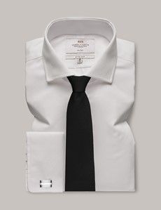 Fitted Slim White Twill Non-Iron Shirt
