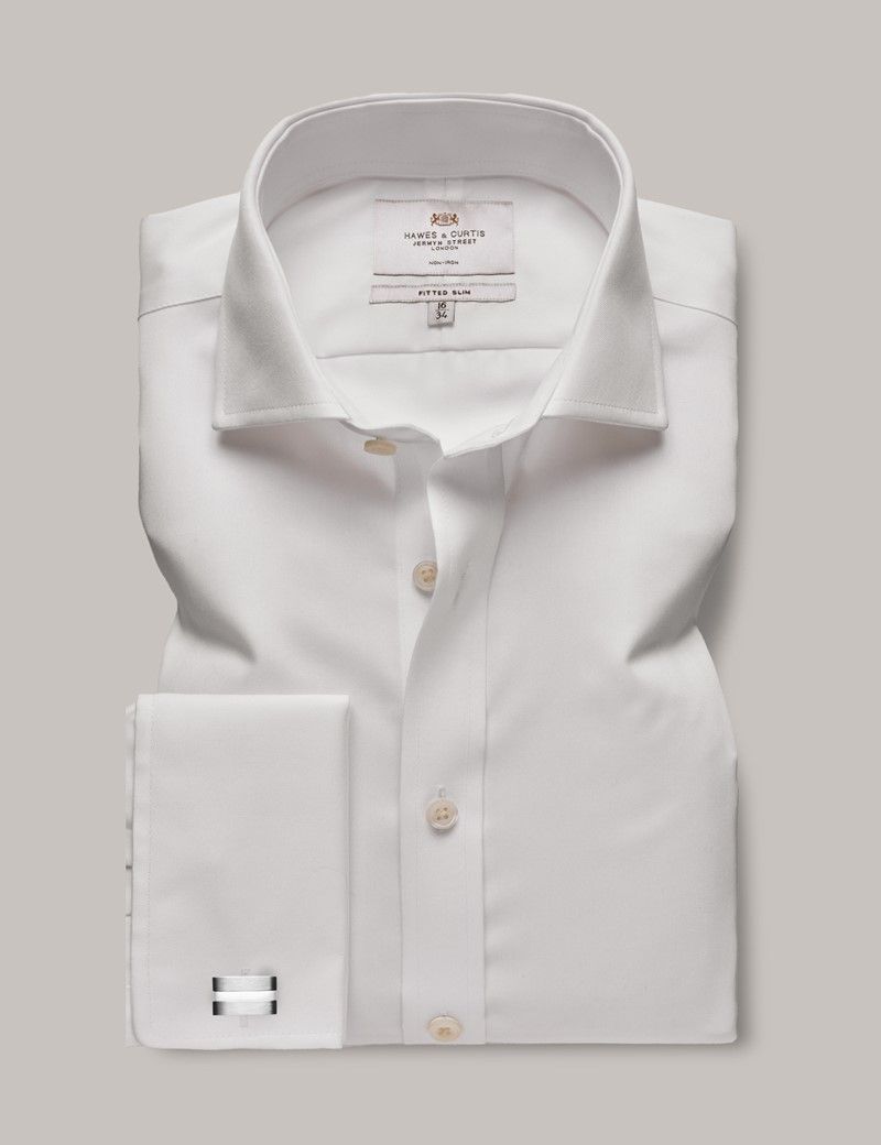 Fitted Slim White Twill Non-Iron Shirt-preview