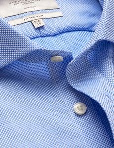 Fitted Slim Blue Fabric Interest Non-Iron Shirt