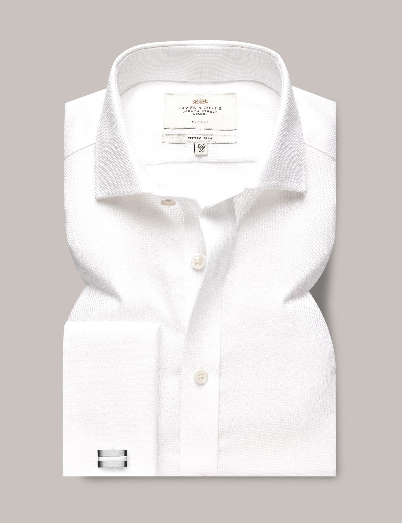 Fitted Slim White Fabric Interest Non-Iron Shirt-preview