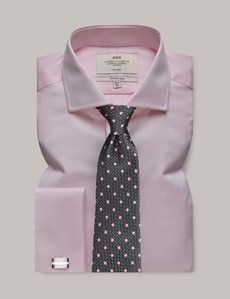 Non-Iron Pink Twill Fitted Slim Shirt - Windsor Collar - French Cuff-preview2
