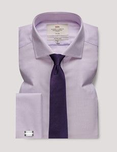Fitted Slim Lilac Fabric Interest Non-Iron Shirt