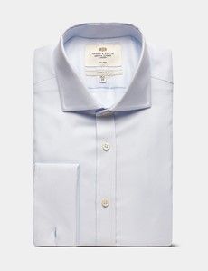 Fitted Slim Blue & White Pick and Pick Non-Iron Shirt