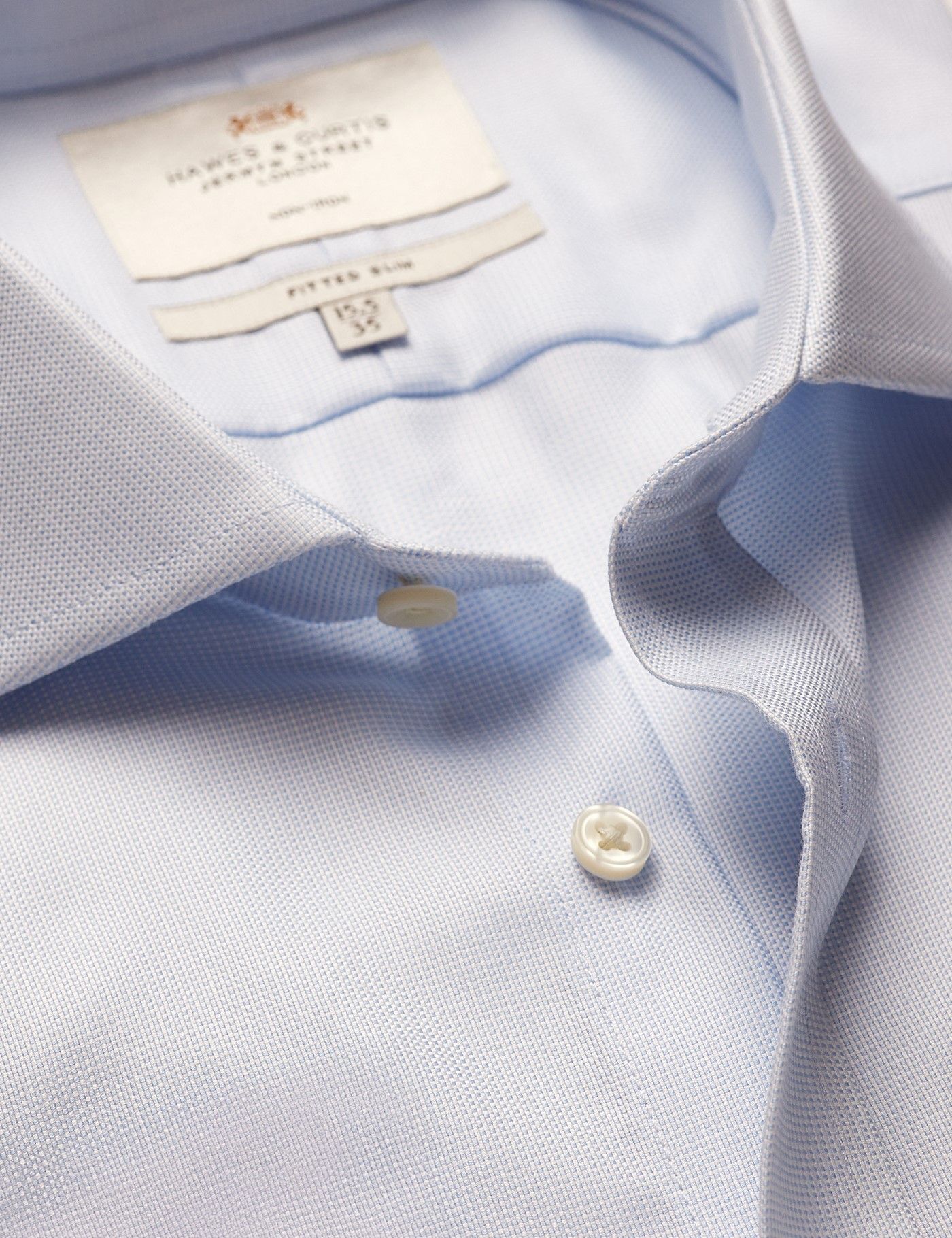 Fitted Slim Blue & White Pick and Pick Non-Iron Shirt