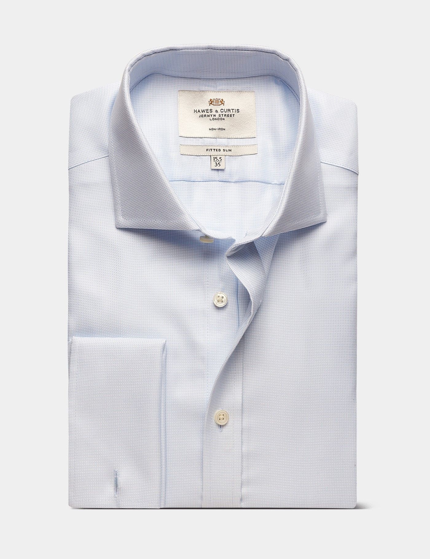 Fitted Slim Blue & White Pick and Pick Non-Iron Shirt-preview