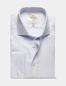 Fitted Slim Blue & White Pick and Pick Non-Iron Shirt