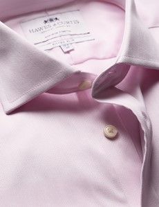 Fitted Slim Pink Herringbone Non-Iron Shirt
