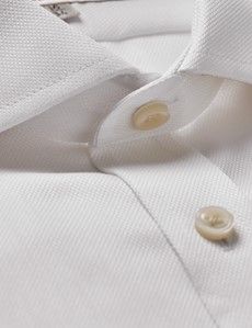Fitted Slim White Pique Non-Iron Shirt