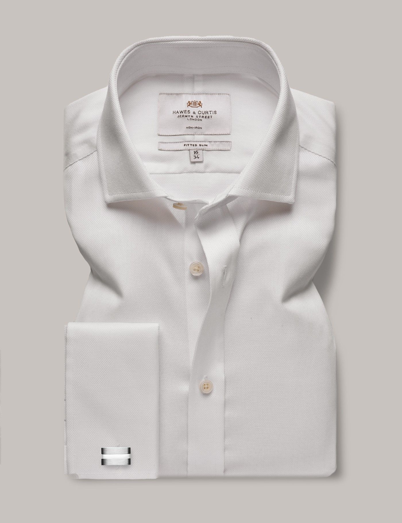 Fitted Slim White Pique Non-Iron Shirt-preview