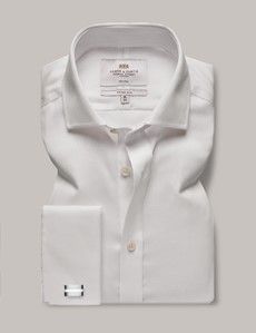 Fitted Slim White Pique Non-Iron Shirt