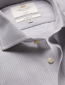 Fitted Slim Charcoal & Grey Multi Stripe Non-Iron Shirt