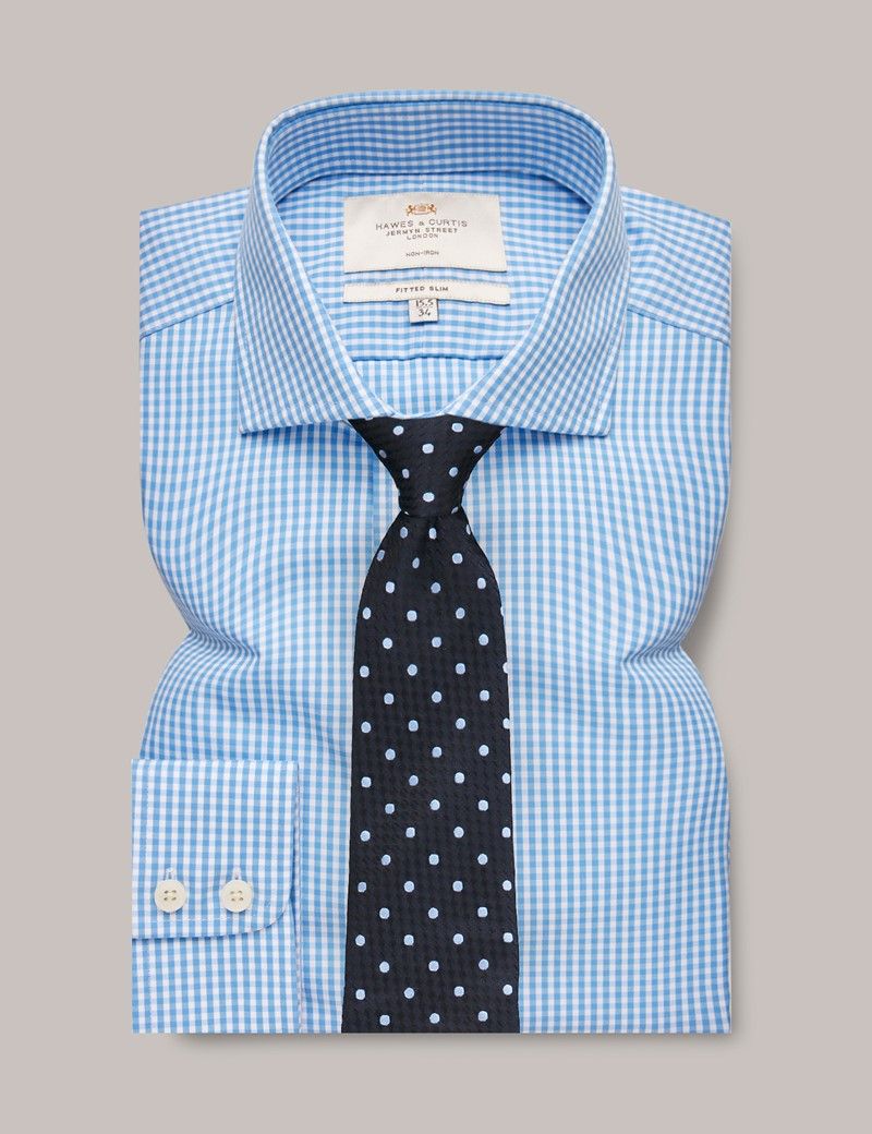 Navy gingham shirt with tie hotsell