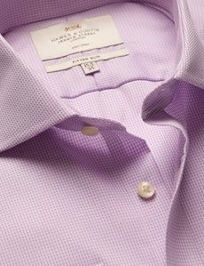 Fitted Slim Lilac & White Dogtooth Non-Iron Shirt