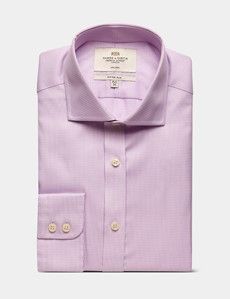Fitted Slim Lilac & White Dogtooth Non-Iron Shirt