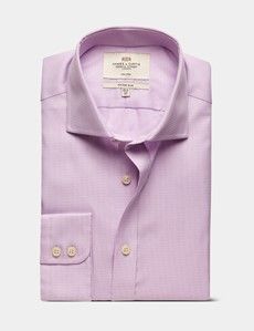Fitted Slim Lilac & White Dogtooth Non-Iron Shirt