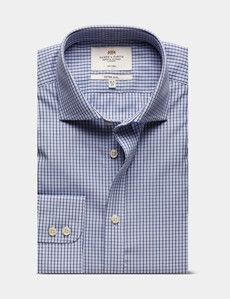 Fitted Slim Navy & Blue Multi Check Non-Iron Shirt