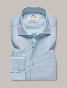 Blue Poplin Fitted Slim Shirt - Windsor Collar-preview1