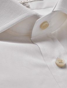 White Poplin Fitted Slim Fit Shirt - Windsor Collar