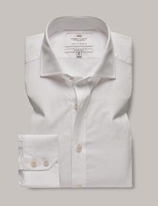 White Poplin Fitted Slim Fit Shirt - Windsor Collar-preview1