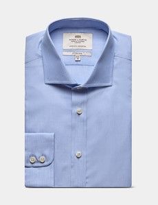 Fitted Slim Blue End on End Shirt