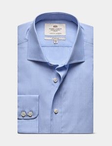 Fitted Slim Blue End on End Shirt