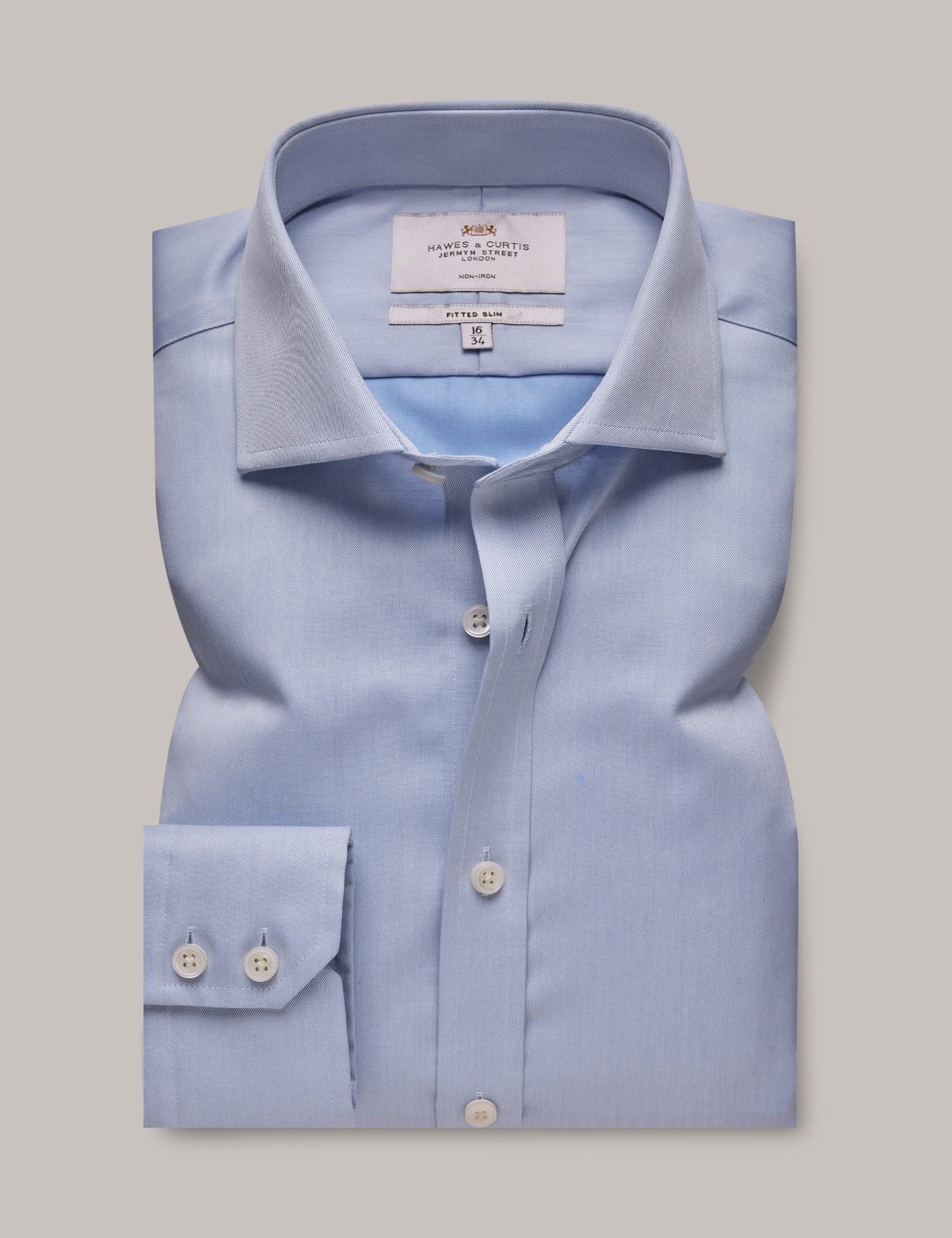 Fitted Slim Blue Twill Non-Iron Shirt-preview
