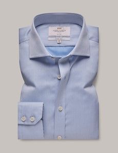 Non-Iron Blue Twill Fitted Slim Shirt - Windsor Collar-preview1