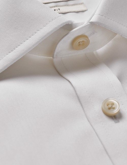 Non-Iron White Twill Fitted Slim Shirt - Windsor Collar