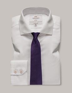 Non-Iron White Twill Fitted Slim Shirt - Windsor Collar-preview2
